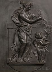 Wedgwood and Bentley Black Basalt Tablet Depicting Venus and Cupid